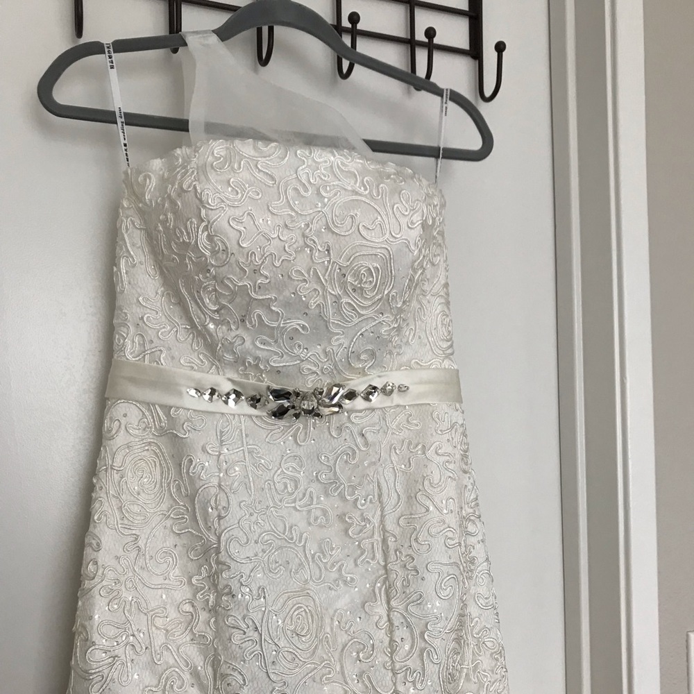 Ivory/Champagne Mermaid One Shoulder Wedding Dress - Picture 3 of 8